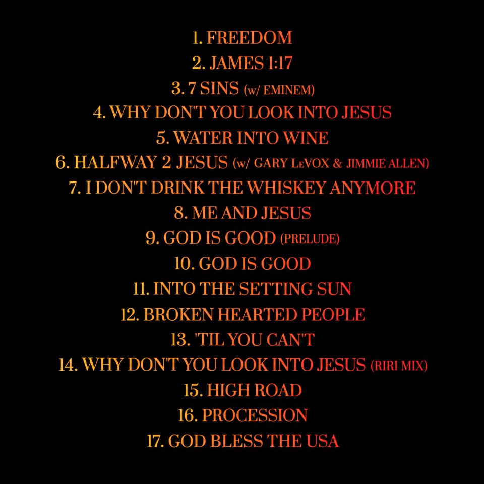 Halfway 2 Jesus tracklist showing track 3, 7 Sins with Eminem