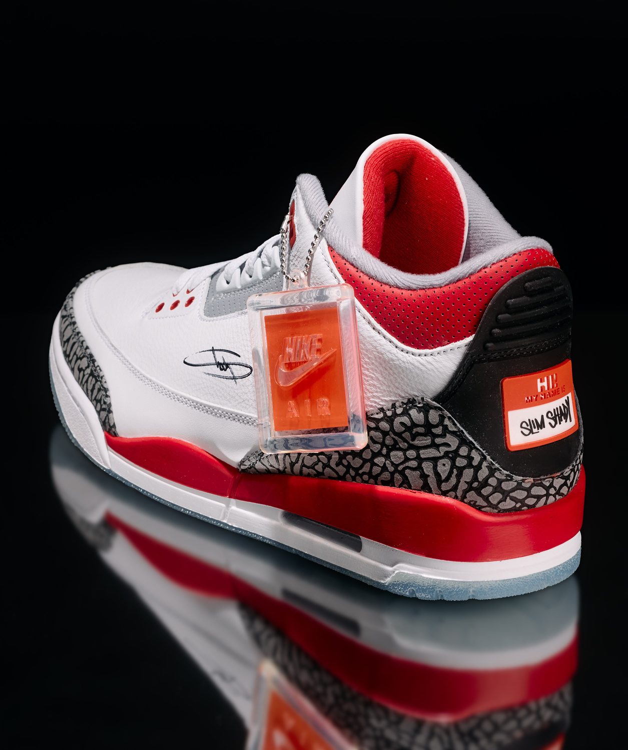 Air Jordan 3 “Slim Shady” PE — the Super Bowl LVI pair — signed, from Eminem's collection (angle 3)